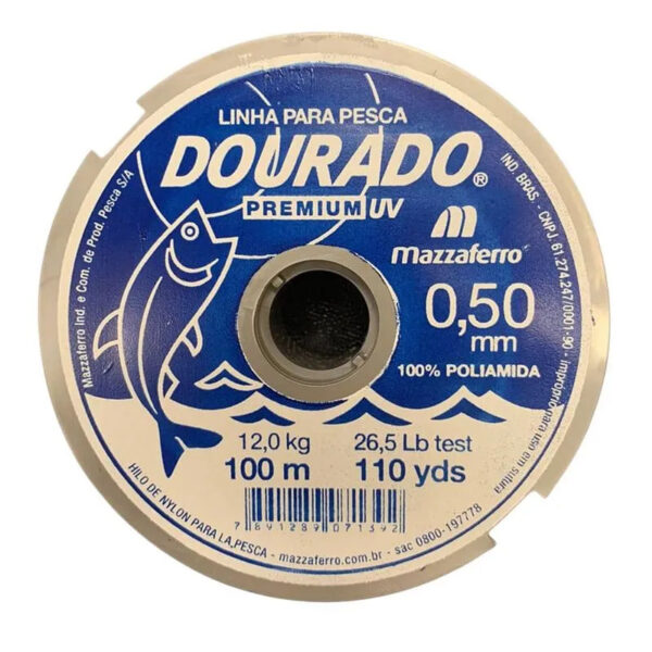 Linha para Pesca Dourado Monofilamento Premium UV Mazzaferro 0,50mm Carretel com 100 Metros