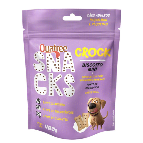 Quatree Snacks Crock Mini Para Cães Adultos Raças Mini e Pequenas 400g
