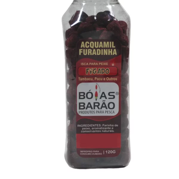 Isca Boias Barão Ração Furadinha Acquamil 120g Fígado - Imagem 2