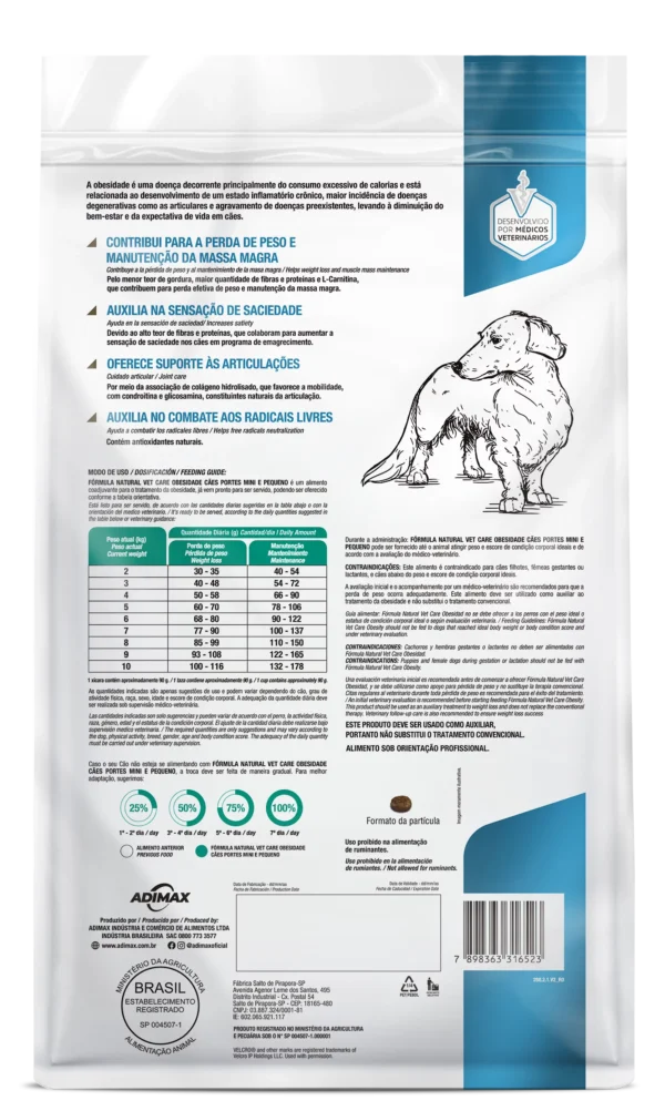 Fórmula Natural Vet Care Obesidade Cães Portes Mini e Pequeno 10,1kg - Imagem 2